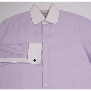 Edgar Pomeroy Custom Light Purple Twill French Cuff Cotton Dress Shirt 15.5-34